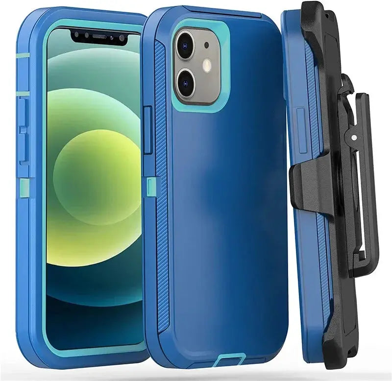 3-in-1 Heavy Duty Defender Armor Case for iPhone 16, 16 Pro Max & Previous Models – Shockproof Rugged Case with Kickstand, Belt Clip, Wireless Charging, and Dual Layer Protection