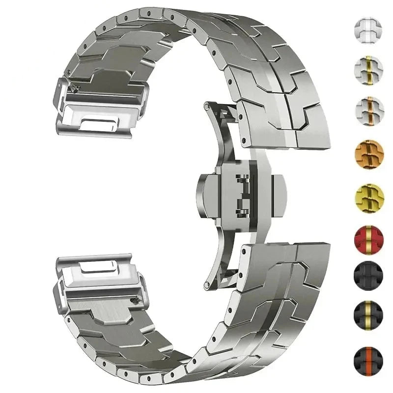 Quick Stainless Steel Strap for Garmin Watch Fenix 5/5X/5XPlus/6/6X/6XPro/7x 26mm 22mm Titanium Color Metal Band Forerunner 945 Pinnacle Luxuries