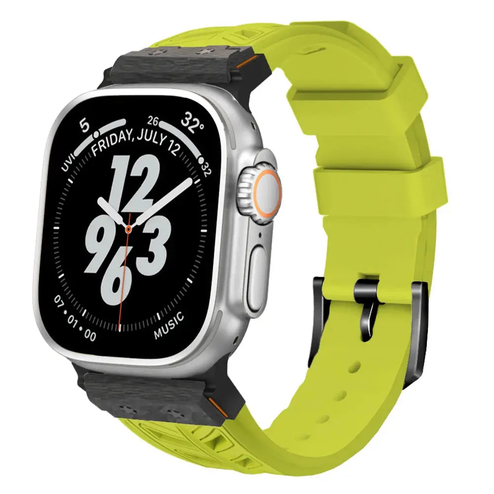 CarbonForce Pro FKM Fluororubber Band – Premium Carbon Fiber Design for Apple Watch Ultra &amp; Series 10, 9, 8, 7