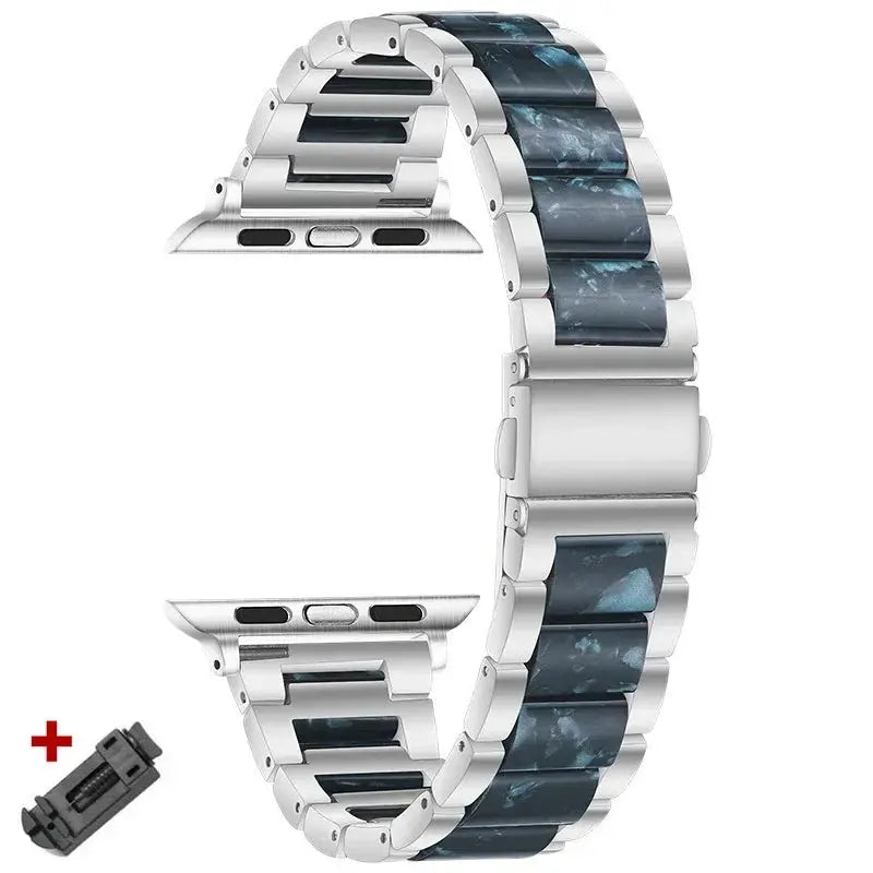 EleganceFit Resin & Stainless Steel Band for Apple Watch Series 10 – Luxury Style for Modern Women