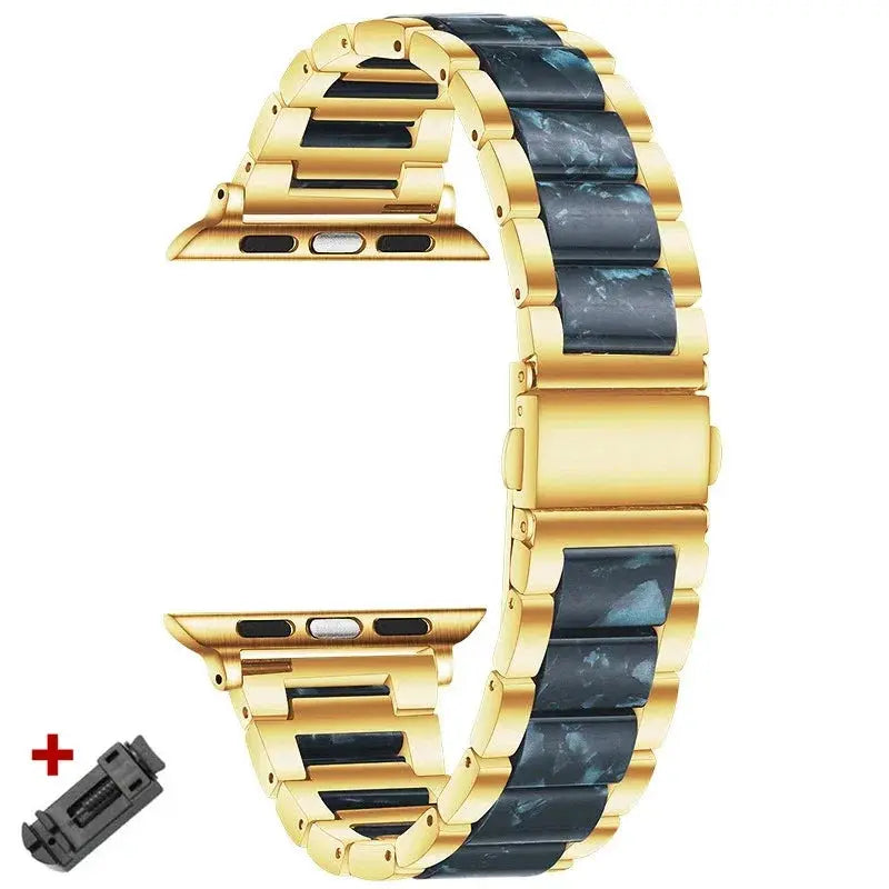 EleganceFit Resin & Stainless Steel Band for Apple Watch Series 10 – Luxury Style for Modern Women