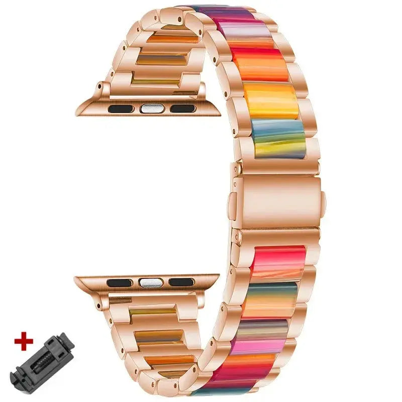 EleganceFit Resin & Stainless Steel Band for Apple Watch Series 10 – Luxury Style for Modern Women