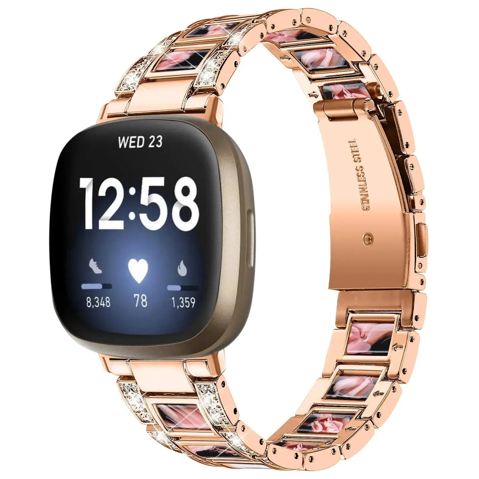 DiamondFlex Stainless Steel Band for Fitbit Versa 3/4 and Sense 1/2 - Pinnacle Luxuries