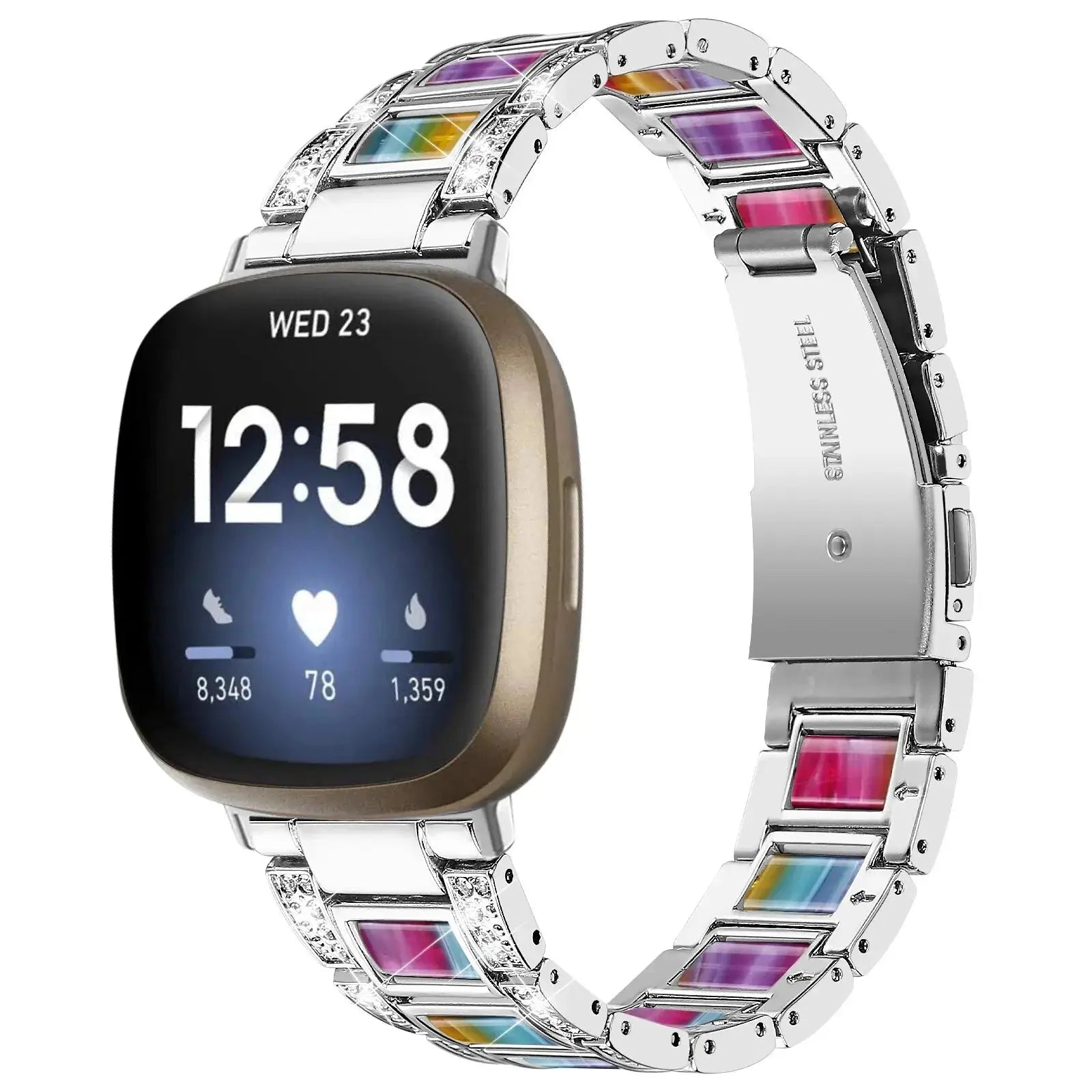 DiamondFlex Stainless Steel Band for Fitbit Versa 3/4 and Sense 1/2 - Pinnacle Luxuries