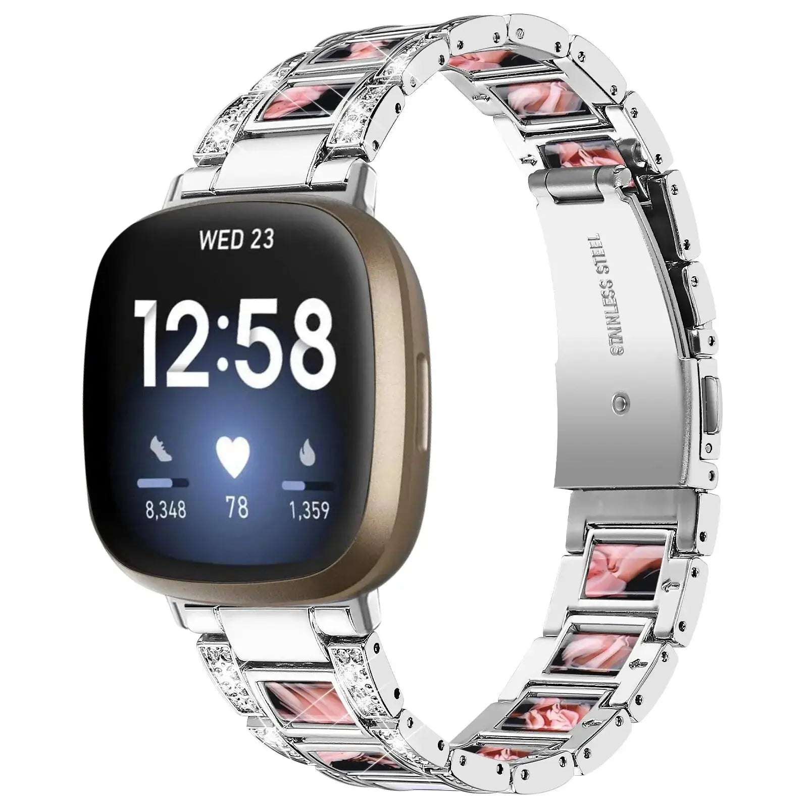 DiamondFlex Stainless Steel Band for Fitbit Versa 3/4 and Sense 1/2 - Pinnacle Luxuries