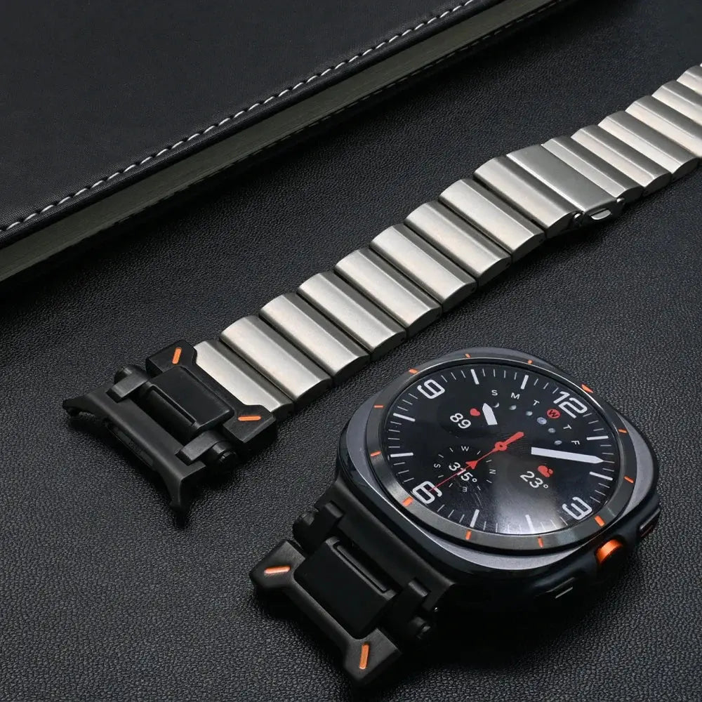 Luxury Titanium Strap for Samsung Galaxy Watch Ultra 47mm Titanium Link Bracelet for Galaxy 47mm Ultra No Gaps Curved End Band Pinnacle Luxuries