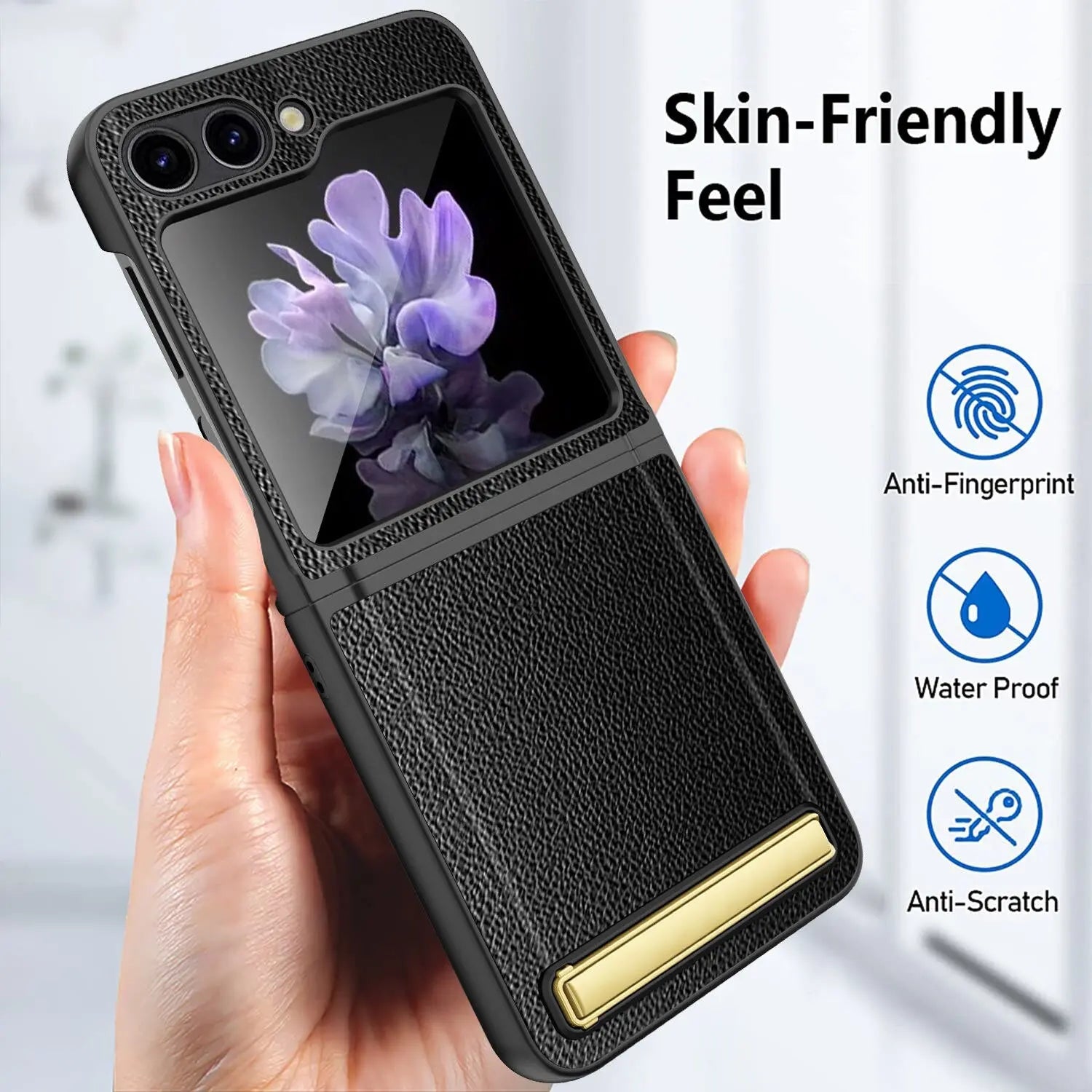 LuxuryGlide Sleek Leather Phone Case for Samsung Galaxy Z Flip 5 Pinnacle Luxuries