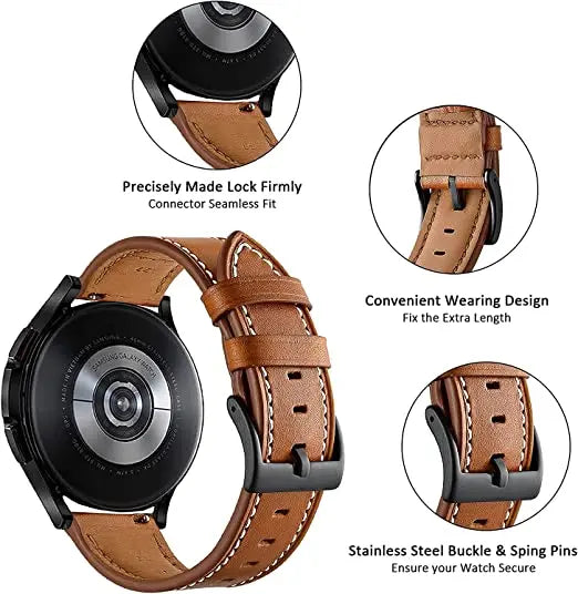 Leather+Stainless Steel Strap For Samsung Galaxy Watch 4 6 Classic 47mm 43mm 42 46mm Bracelet Galaxy Watch 6 5 4 40 44MM 5Pro 45 Pinnacle Luxuries