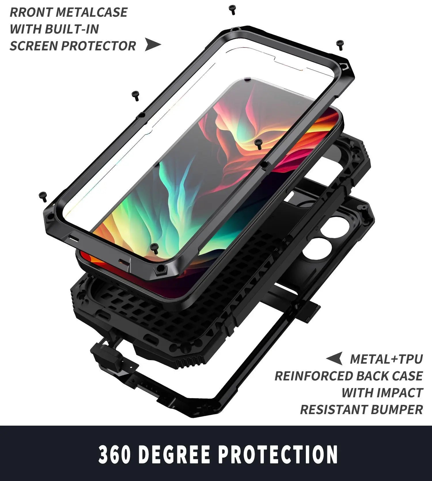 for iPhone 15 Pro Max iPhone 15 Plus Pro Case Full-Body Rugged Armor Shockproof Protective Kickstand Aluminum Metal Cover Pinnacle Luxuries