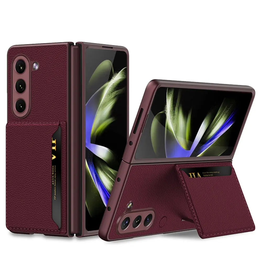 Luxury Leather Card Slot Capa for Samsung Galaxy Z Fold 5 5G Case Card Pocket Bracket Stand Funda for Samsung Z Fold 5 Cover Pinnacle Luxuries