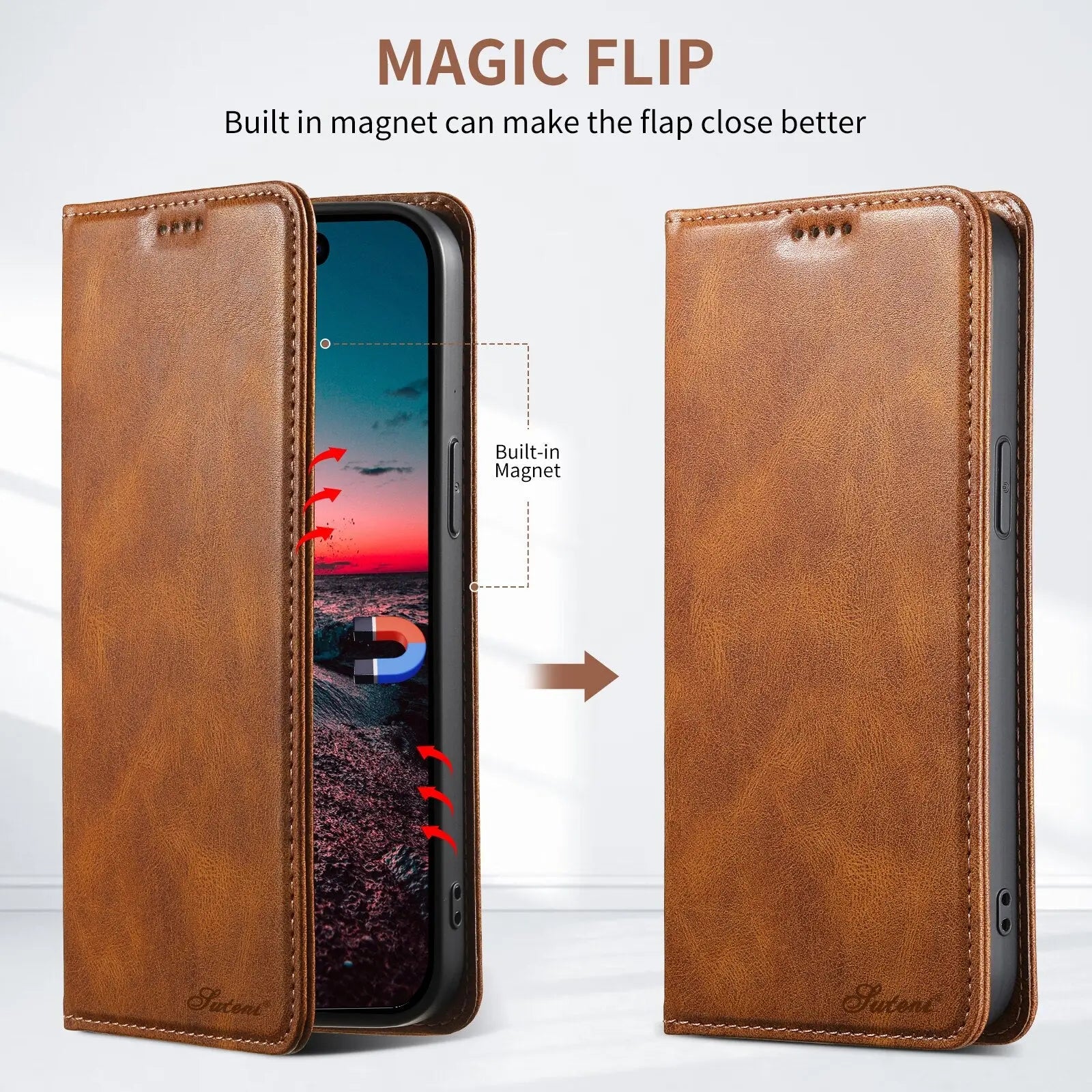 For iPhone 15 Pro Max Wallet Case PU Leather Magnetic Flip Case with Card Holders Stand TPU Inner Shell Cover for iPhone 15 Plus Pinnacle Luxuries