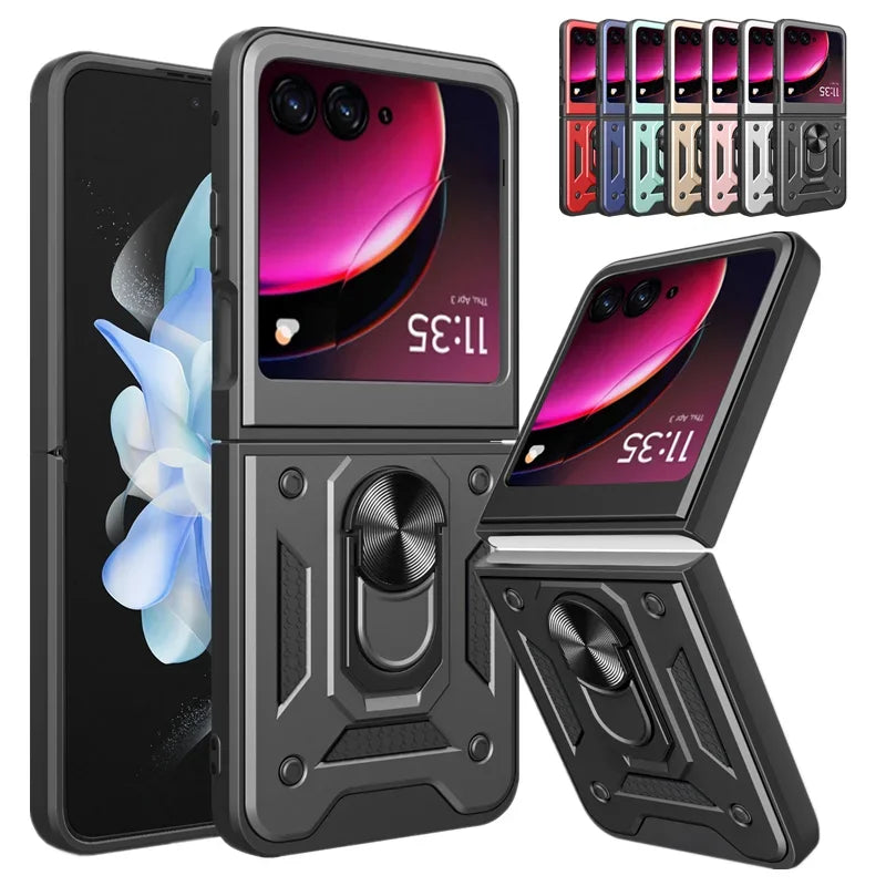 Armor Shockproof Case with Ring Magnetic Holder for Motorola Razr 2024 and Razr Plus 2024