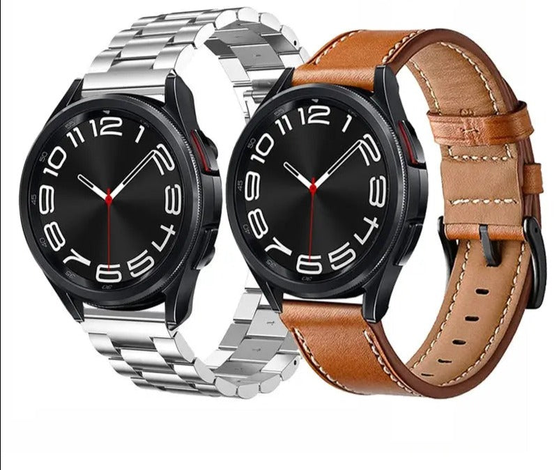 Leather+Stainless Steel Strap For Samsung Galaxy Watch 4 6 Classic 47mm 43mm 42 46mm Bracelet Galaxy Watch 6 5 4 40 44MM 5Pro 45 Pinnacle Luxuries