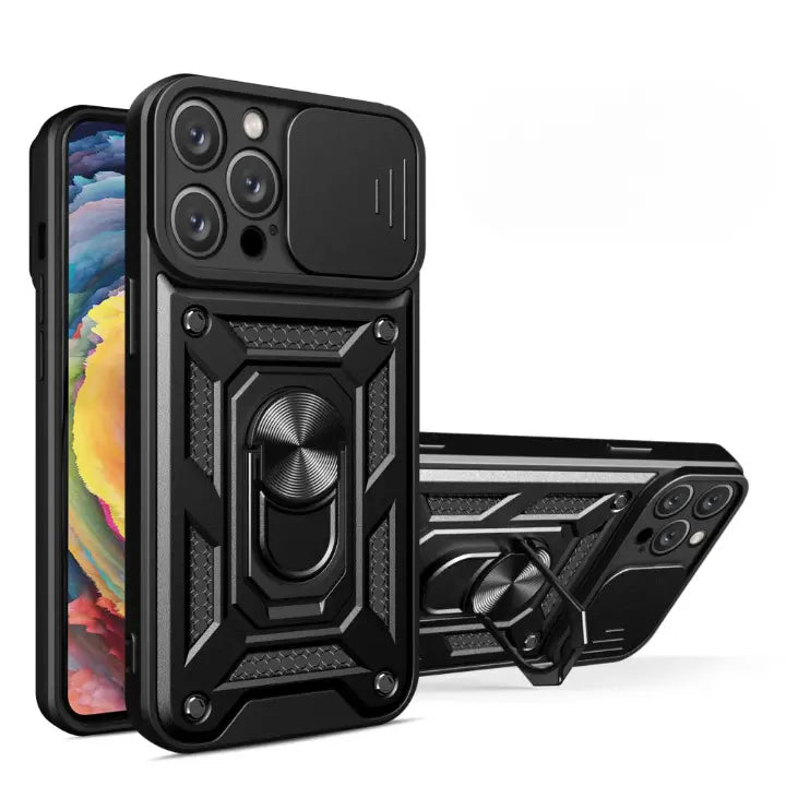 Case For iPhone 15 Pro Max 14 Pro 13 12 11 Pro Max XR XS Max 7 8 SE Slide Camera Magnetic Kickstand Armor Shockproof Phone Cover Pinnacle Luxuries