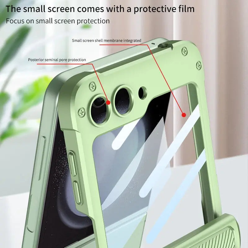 Magnetic Hinge All-Package Case for Samsung Galaxy Z Flip 5 5G with Magnetic Armored Ring Bracket Shell Film Integrated Cover Pinnacle Luxuries