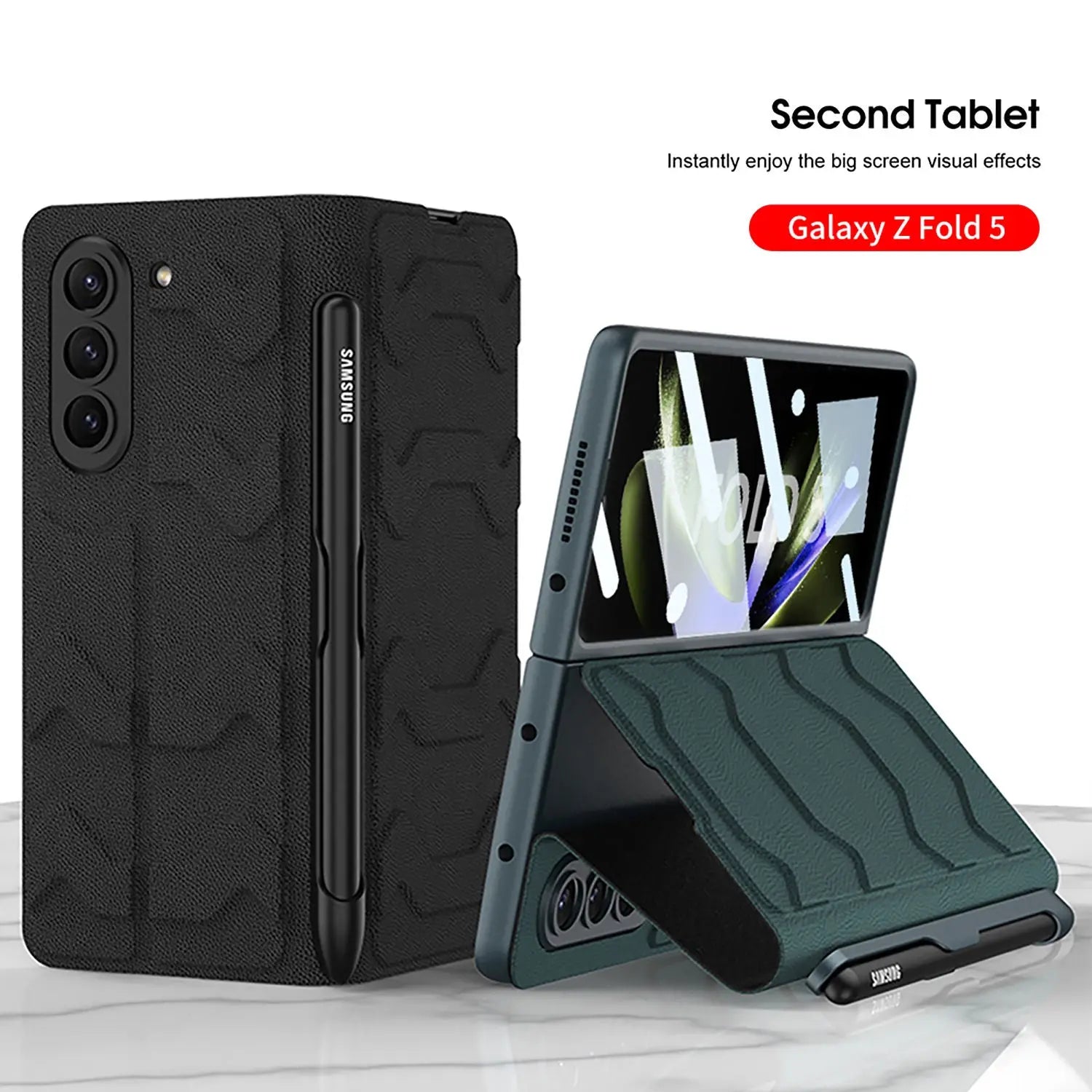 Rugged Custom Leather Case For Samsung Galaxy Z fold 5 Pinnacle Luxuries