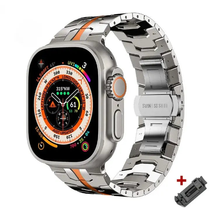 Ultra Titanium Color Strap For Apple Watch 49mm 45mm 44mm 42 Luxury Metal Band For iWatch 8 7 6 5 4 se Stainless Steel Bracelet Pinnacle Luxuries