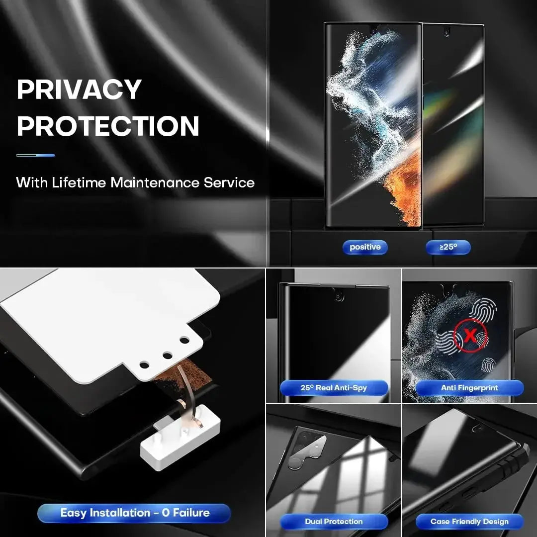 for Samsung Galaxy S24 Ultra S24+ Privacy Screen Protector [Support Fingerprint ID] Anti-Spy Full Adhesive Flexible Film Pinnacle Luxuries