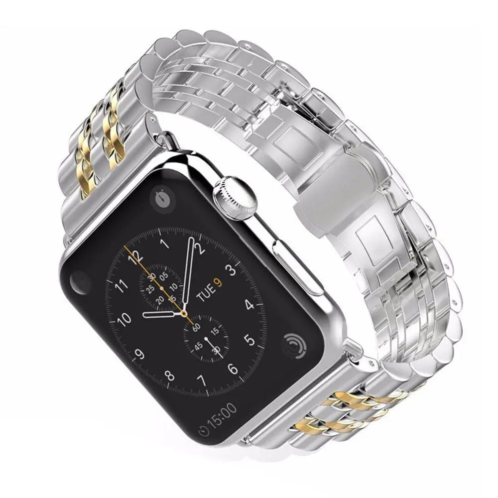 Stainless Steel Metal Band With Butterfly Clasp For Apple Watch - Pinnacle Luxuries