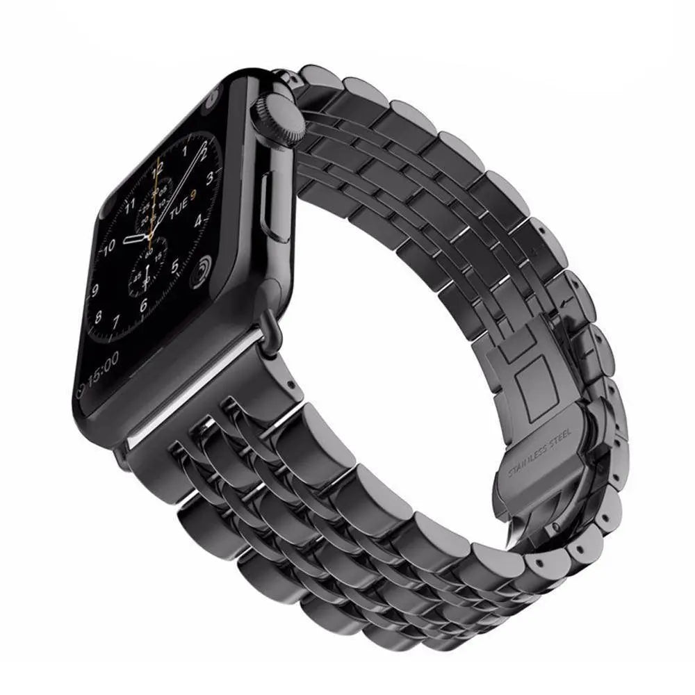 Stainless Steel Metal Band With Butterfly Clasp For Apple Watch - Pinnacle Luxuries