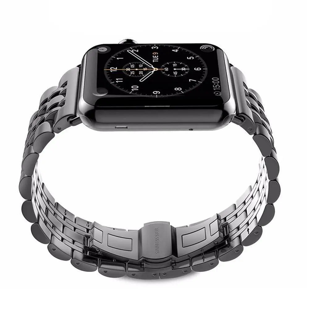 Stainless Steel Metal Band With Butterfly Clasp For Apple Watch - Pinnacle Luxuries