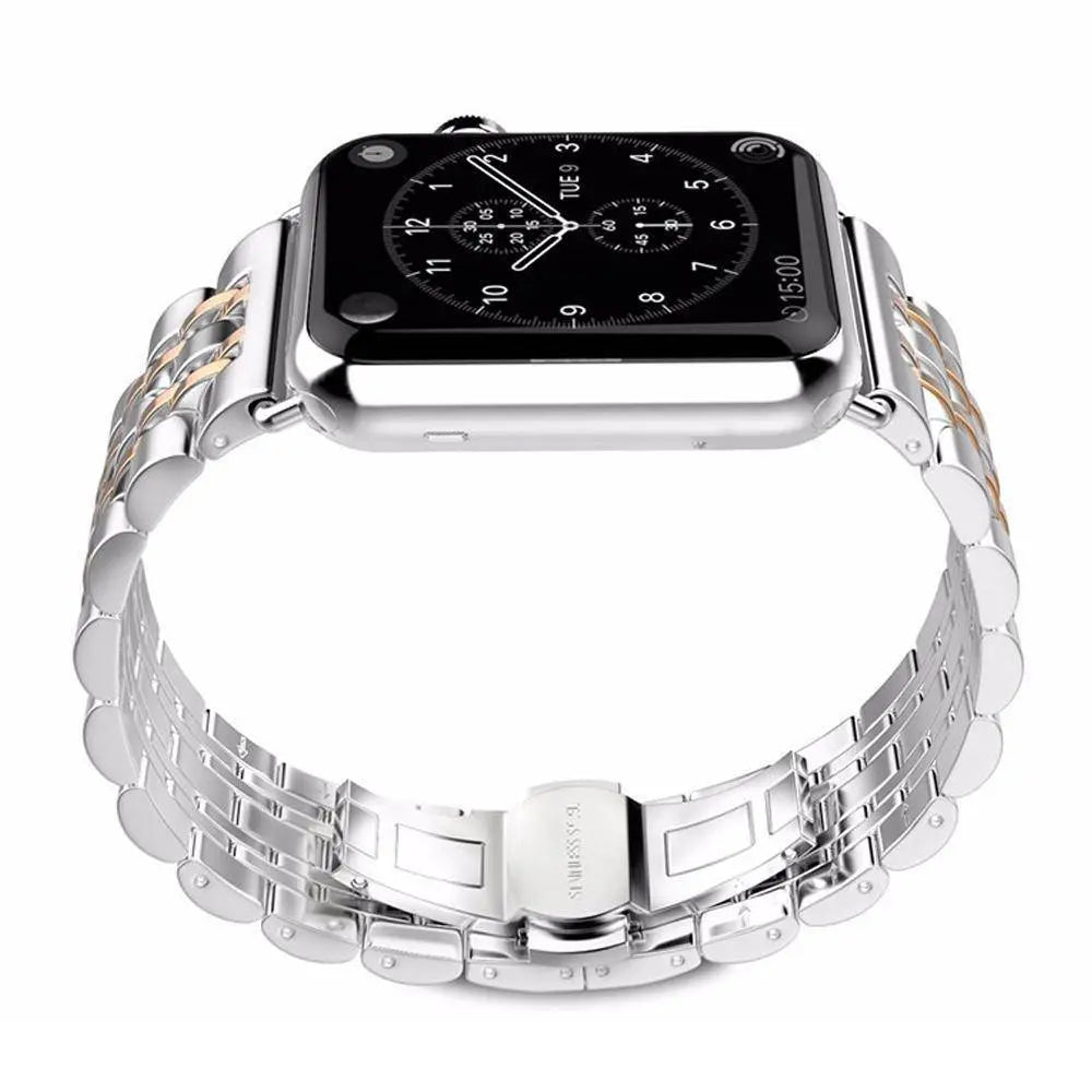 Stainless Steel Metal Band With Butterfly Clasp For Apple Watch - Pinnacle Luxuries