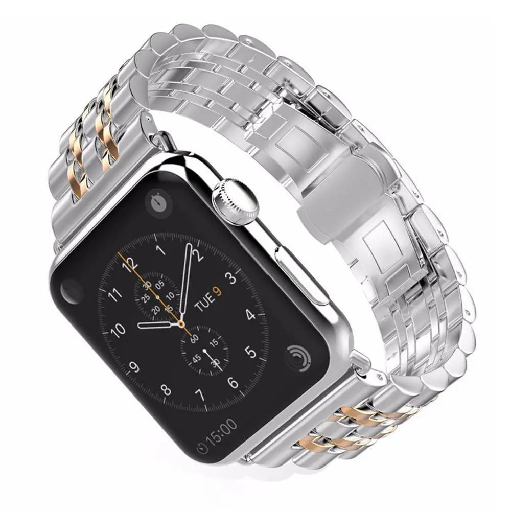 Stainless Steel Metal Band With Butterfly Clasp For Apple Watch - Pinnacle Luxuries