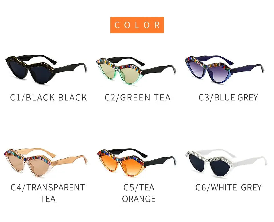 Cat Eyes Diamond Rhinestone Sparkling Women's Sunglasses - Pinnacle Luxuries
