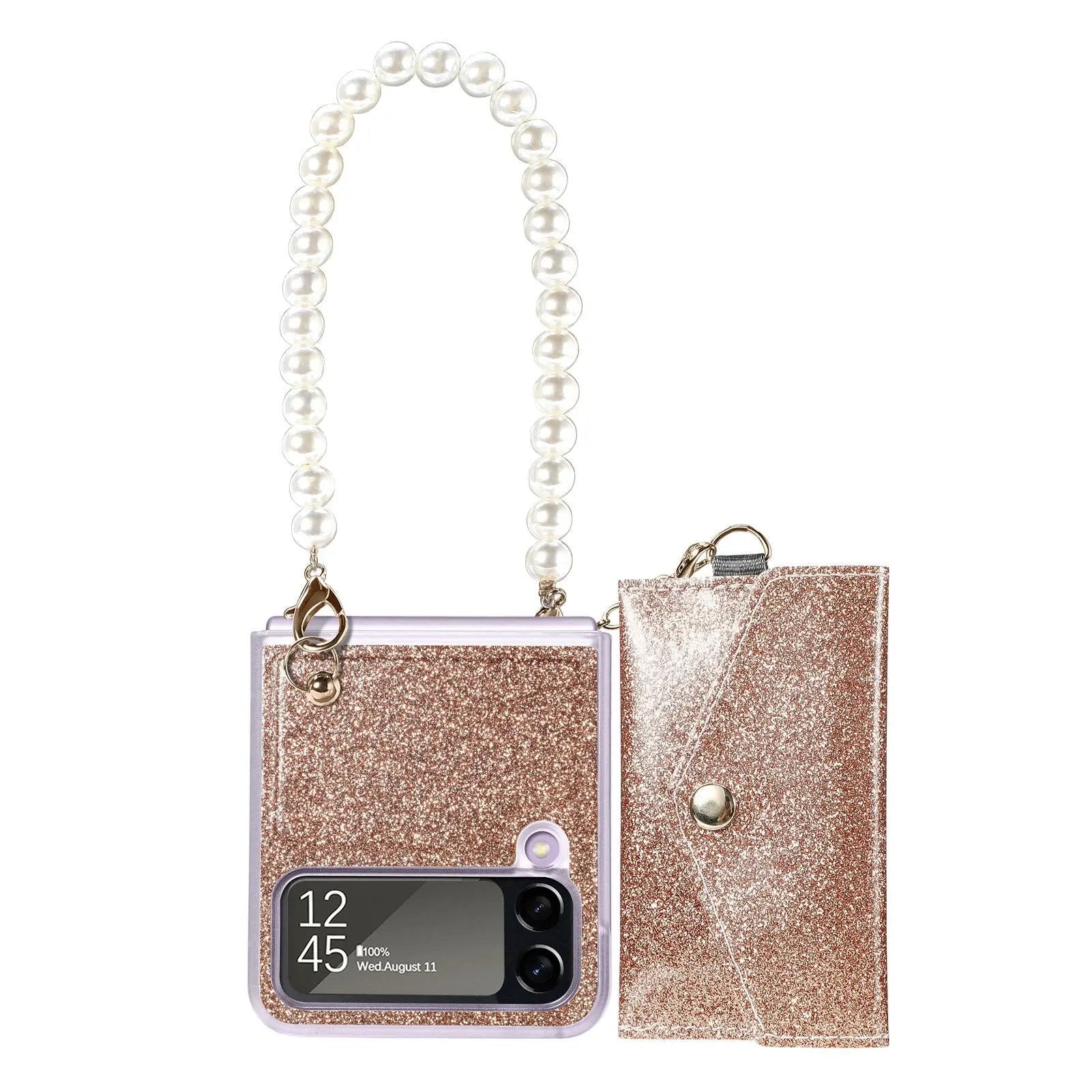 Pinnacle Pearl Chain Purse Case For Samsung Galaxy Z Flip 4 - Pinnacle Luxuries