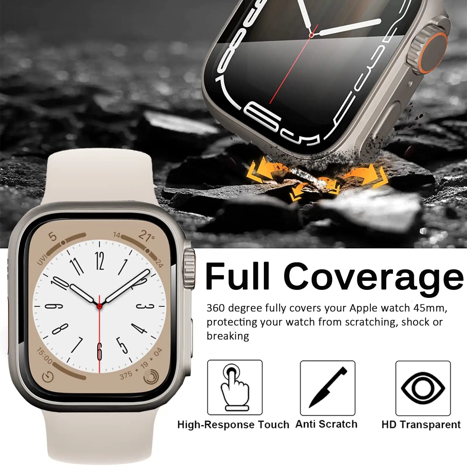 WatchShield Premium Tempered Glass Screen Protector Case For Apple Watch - Pinnacle Luxuries