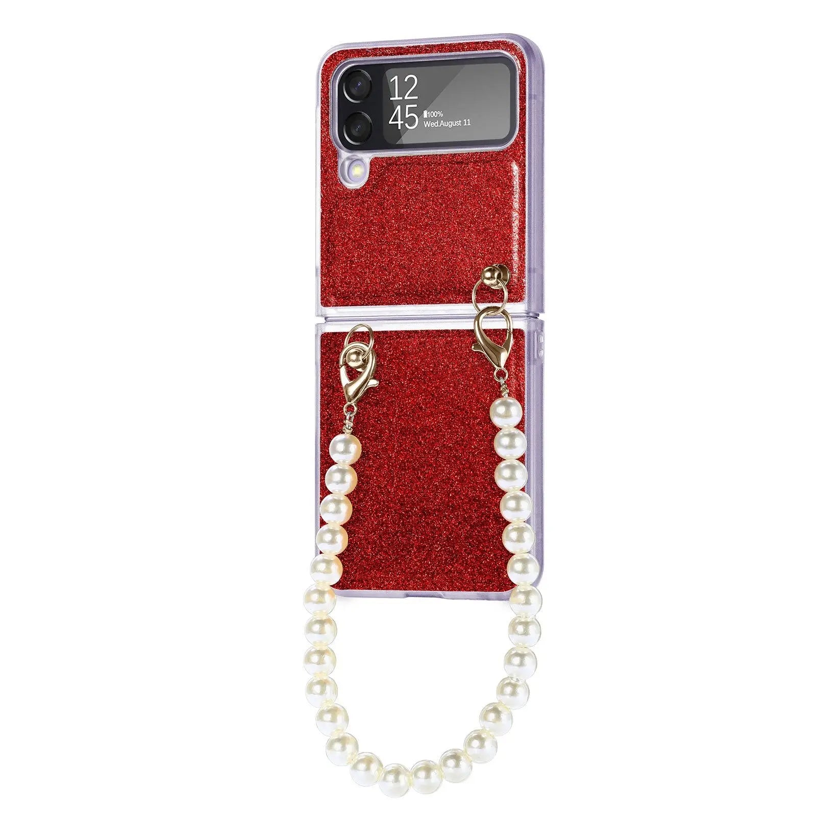 Sparkling Pearl Chain Case For Samsung Galaxy Z Flip 4 - Pinnacle Luxuries