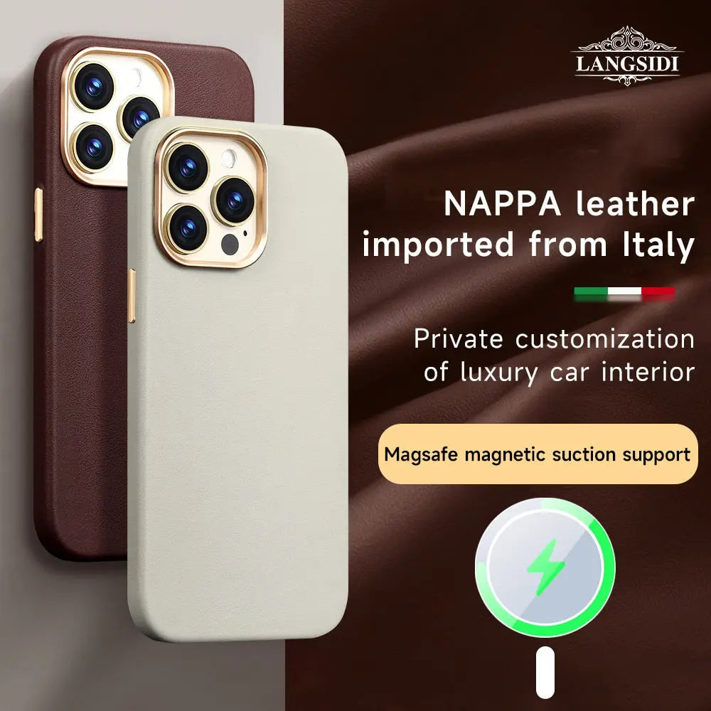 Pinnacle Luxuries Pinnacle Luxuries Nappa Leather MagSafe Compatible Case For iPhone