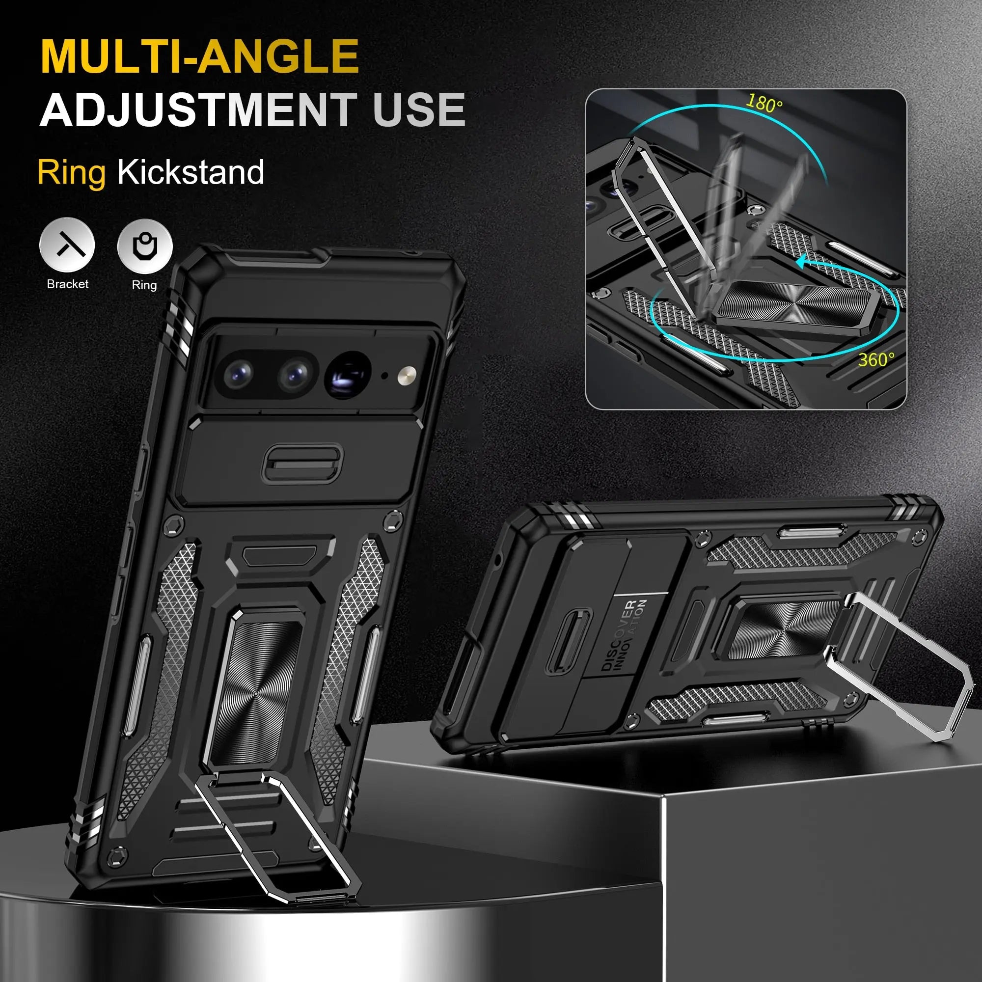 Pinnacle Kickstand Ring Shockproof Case For Google Pixel 7 Pro - Pinnacle Luxuries