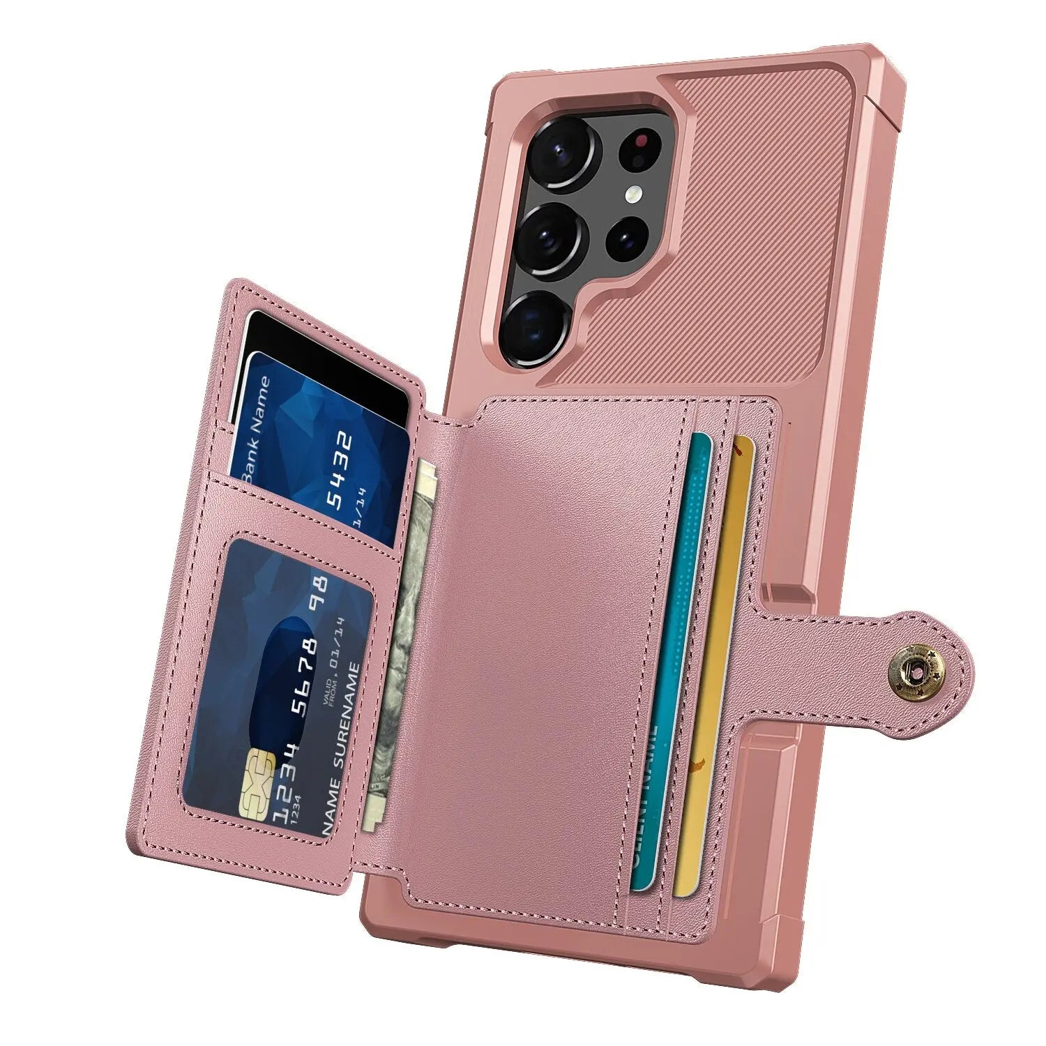 for Samsung Galaxy S23 Ultra Plus Credit Card Case PU Leather Flip Wallet Cover with Photo Holder Hard Back Cover for S22 Ultra - Pinnacle Luxuries