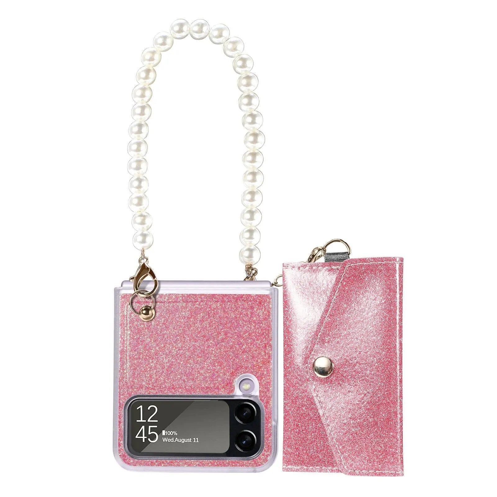 Pinnacle Pearl Chain Purse Case For Samsung Galaxy Z Flip 4 - Pinnacle Luxuries