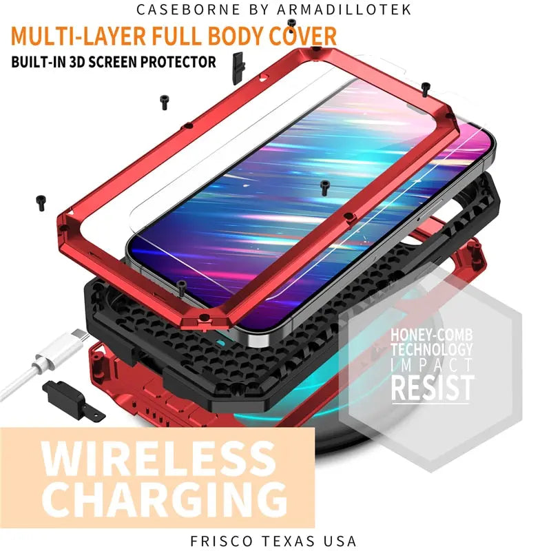 Rugged Full Body Military Grade Screen Protector Case For iPhone 14 / iPhone 13 - Pinnacle Luxuries