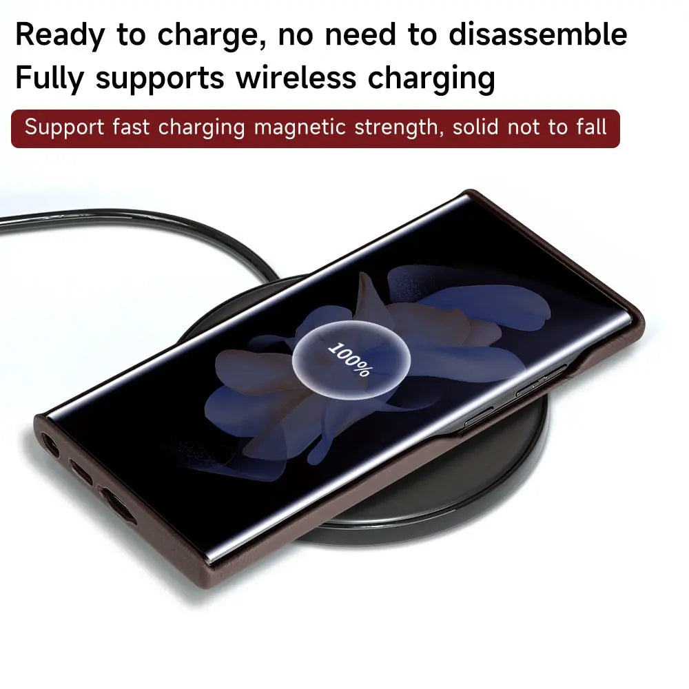 Original Genuine for Samsung Galaxy S23 Ultra Leather Magnetic Case Wireless Charging Cover For Samsung galaxy S23+ Magnet Case - Pinnacle Luxuries