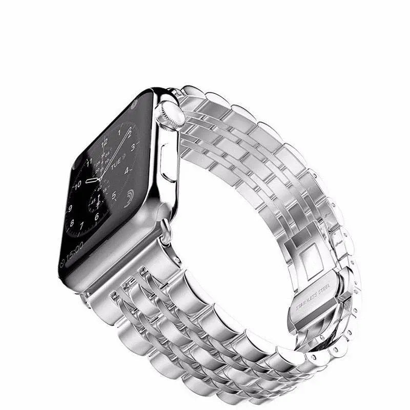 Stainless Steel Metal Band With Butterfly Clasp For Apple Watch - Pinnacle Luxuries