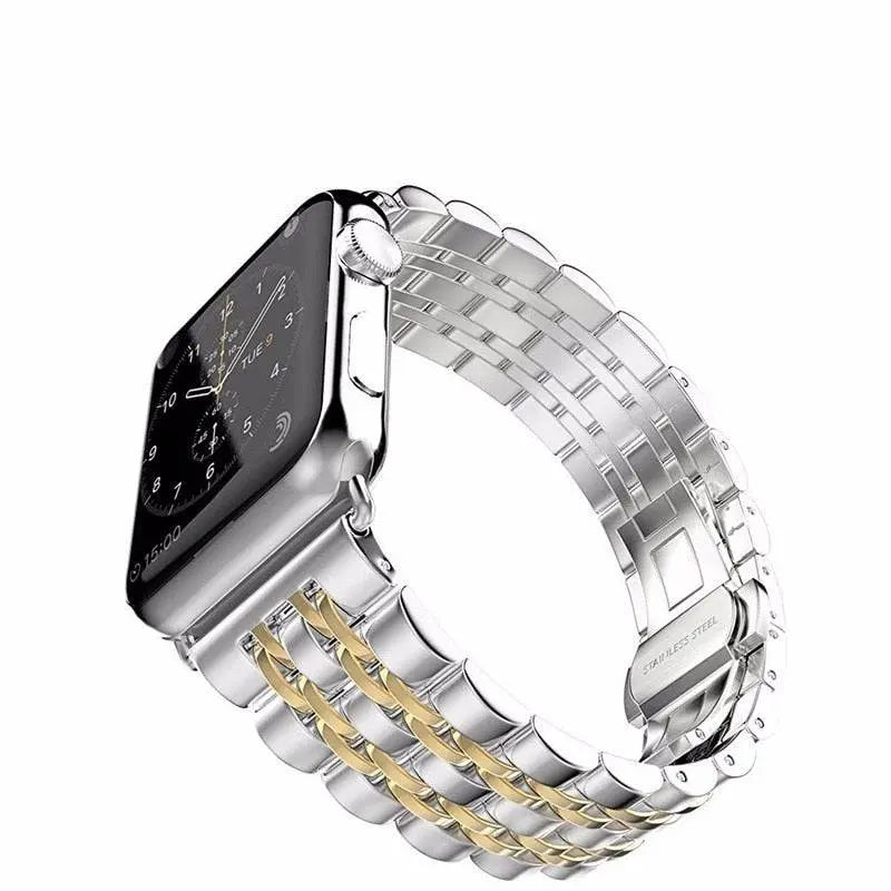 Stainless Steel Metal Band With Butterfly Clasp For Apple Watch - Pinnacle Luxuries