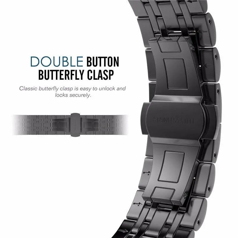 Stainless Steel Metal Band With Butterfly Clasp For Apple Watch - Pinnacle Luxuries