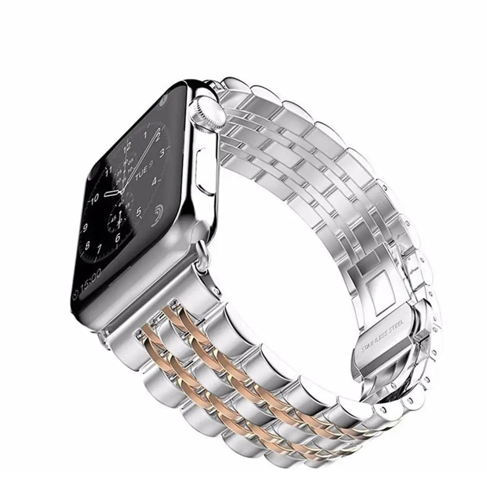 Stainless Steel Metal Band With Butterfly Clasp For Apple Watch - Pinnacle Luxuries