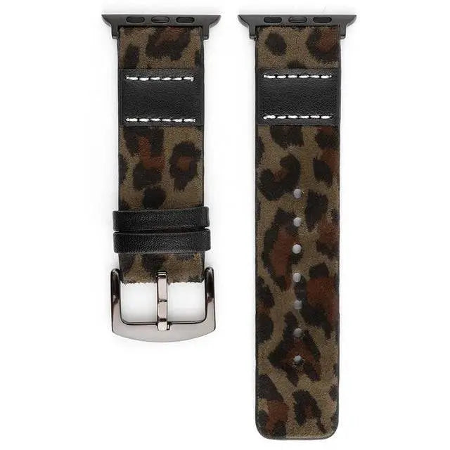 Custom Genuine Leather Leopard Women's Apple Watch Band - Pinnacle Luxuries