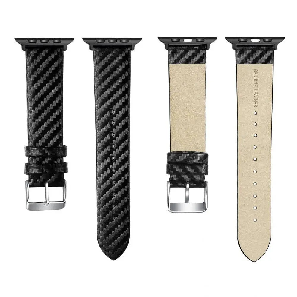 Apple Watch Custom Genuine Carbon Fiber Case Leather Watch Band - Pinnacle Luxuries