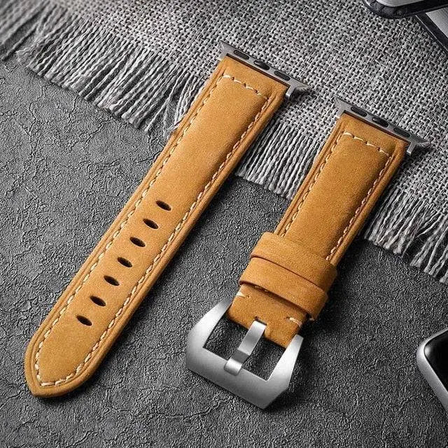 Custom Hand Stitched Genuine Leather Apple Watch Band - Pinnacle Luxuries