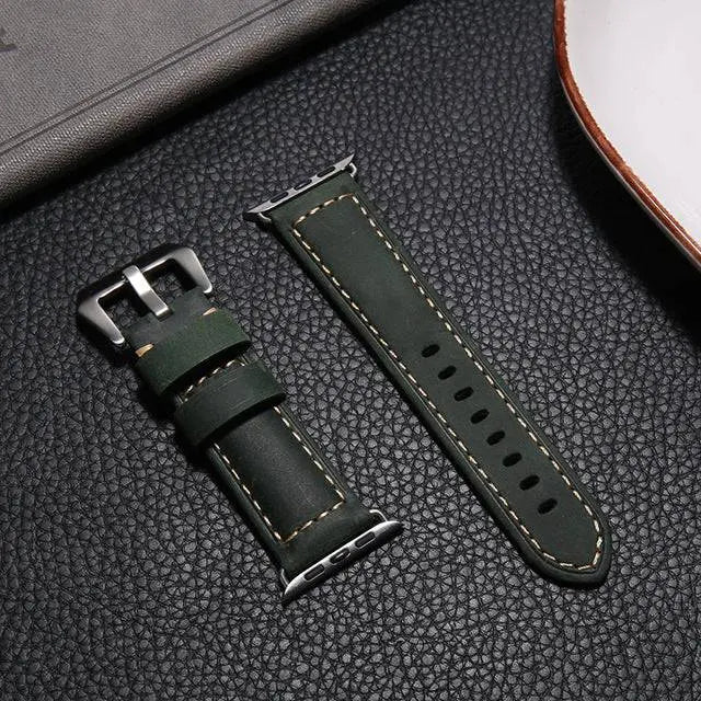 Custom Hand Stitched Genuine Leather Apple Watch Band - Pinnacle Luxuries