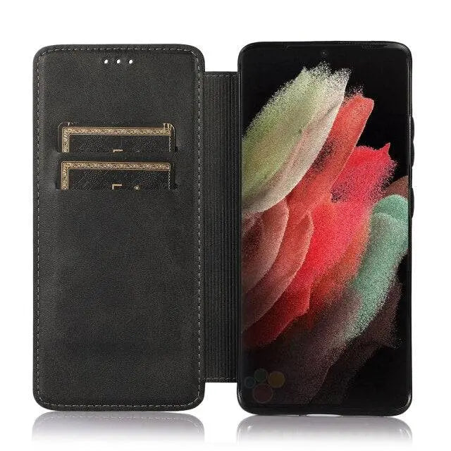 Premium Leather Flip Case For Samsung Galaxy S21 S20 Ultra Plus Note Note 20 Ultra - Pinnacle Luxuries